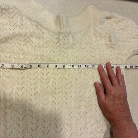 iB Diffusion Vtg Women's Wool Angora Cream Boatneck Off The Shoulder Sweater L - Picture 7 of 7